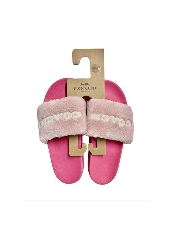 Coach Shoes - COACH PINK ULI SPORT SLIDE FAUX FUR SIZE 10
